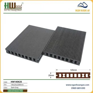 Sàn Sân Vườn Gỗ Nhựa Ngoài Hwood HW145K25 Dark Grey