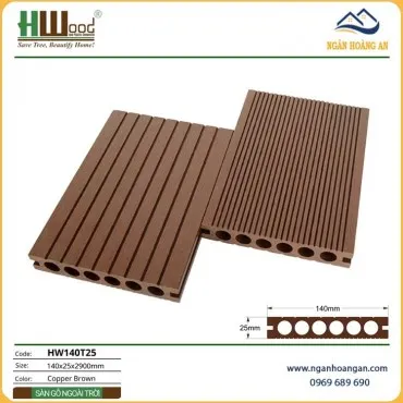 Sàn Sân Vườn Gỗ Nhựa Ngoài Trời Hwood HW140T25 Copper Brown