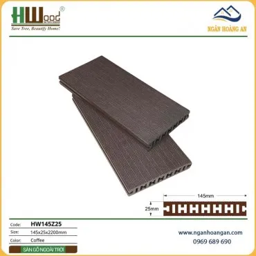 Sàn Sân Vườn Gỗ Nhựa Ngoài Trời Hwood HW145Z25 Coffee