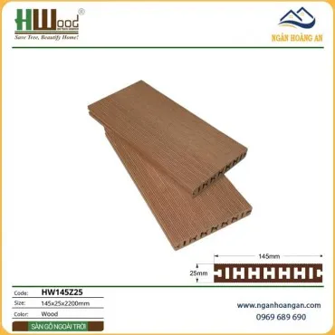 Sàn Sân Vườn Gỗ Nhựa Ngoài Trời Hwood HW145Z25 Wood