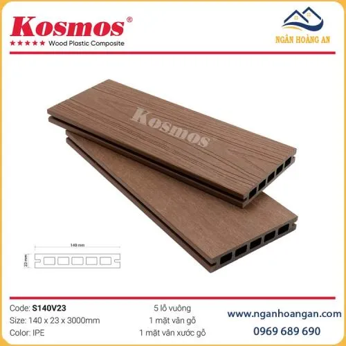 Sàn Sân Vườn Lỗ Vuông Gỗ Nhựa 2 Da Kosmos S140V23 IPE