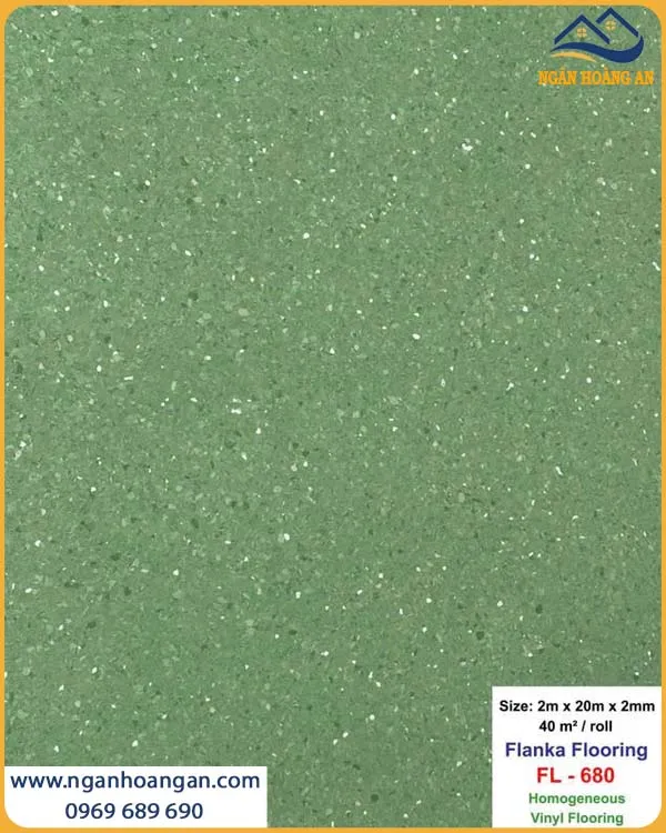 Sàn Vinyl Cuộn Flanka 2mm Kháng Khuẩn FL-680 Xanh Lá