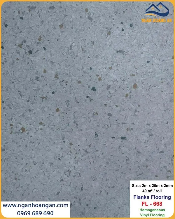 Sàn Vinyl Kháng Khuẩn Flanka 2mm FL-668 Màu Trắng Xám