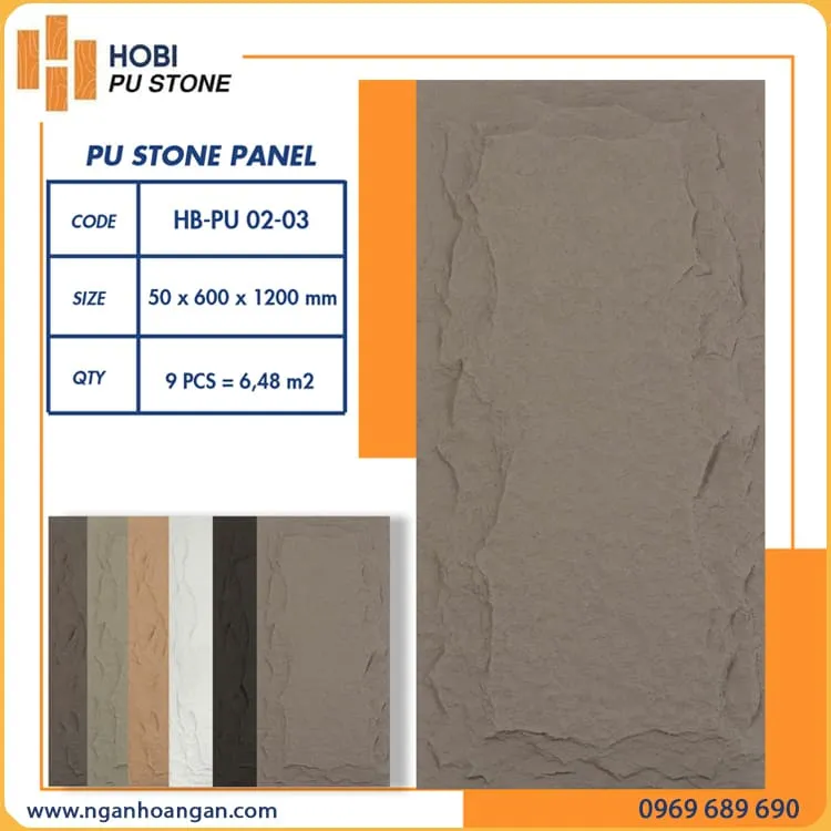 Tấm PU Nhựa Giả Đá Ốp Tường Hobiwood HB-PU02-03