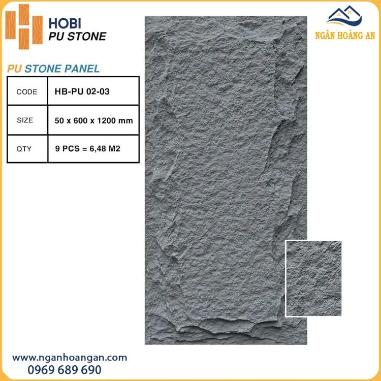 Tấm PU Nhựa Giả Đá Ốp Tường Hobiwood HB-PU02-03 Tấm PU Nhựa Giả Đá Ốp Tường Hobiwood HB-PU02-03