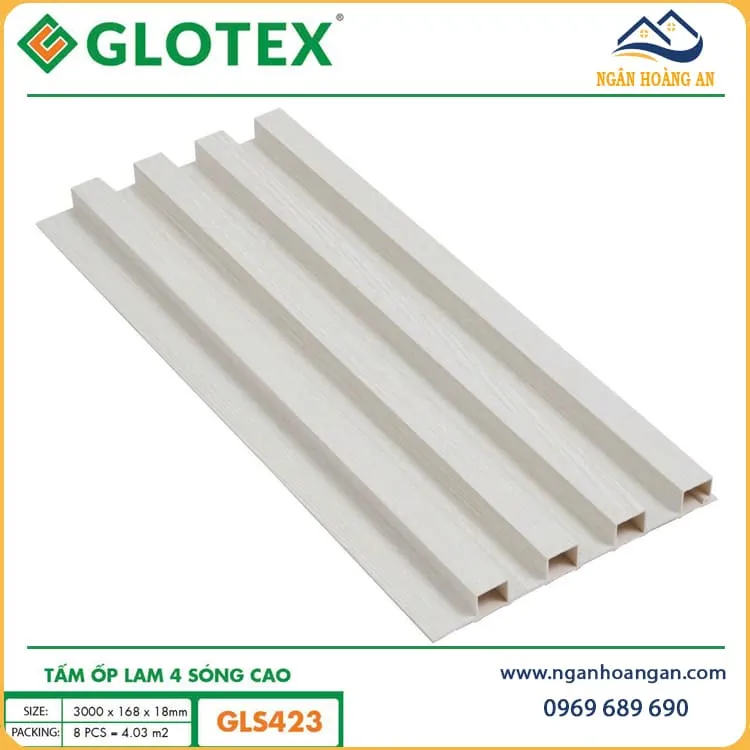 Tấm Lam 3 Sóng Nhựa Giả Gỗ Ốp Trần Glotex GLS423