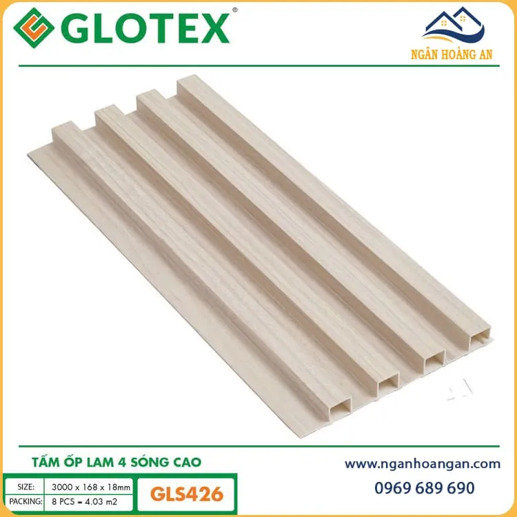 Tấm Lam 4 Sóng Cao Giả Gỗ Nhựa Glotex GLS426