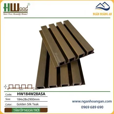 Tấm Lam 4 Sóng Gỗ Nhựa Phủ ASA Hwood HW184W28ASA Golden Silk Teak
