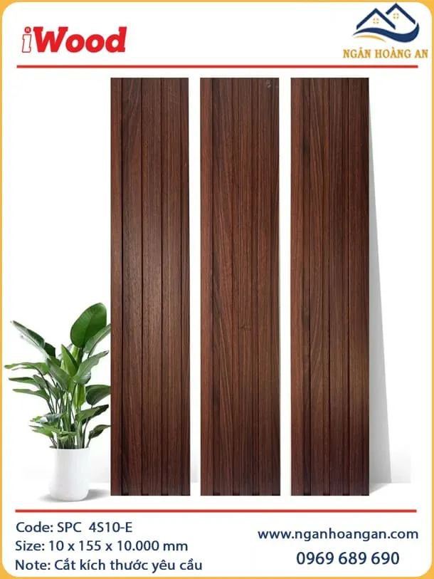 Tấm Lam 4 Sóng Nhựa Giả Gỗ Ốp Tường Ốp Trần iWood 4S10-E