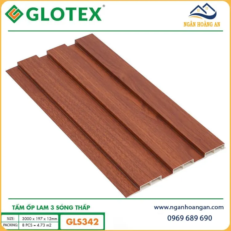 Tấm Lam Sóng Giả Gỗ Nhựa Ốp Tường Glotex GLS342 Tấm Lam Sóng Giả Gỗ Nhựa Ốp Tường Glotex GLS342