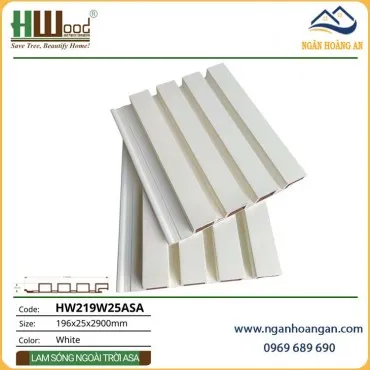 Tấm Lam Sóng Gỗ Nhựa Ngoài Trời ASA Hwood HW219W25ASA White