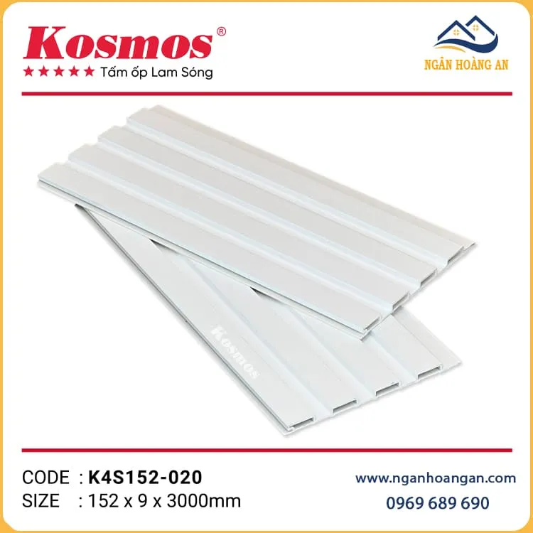 Tấm Lam Sóng Nhựa Kosmos K4S152-020 Màu Trắng Trơn