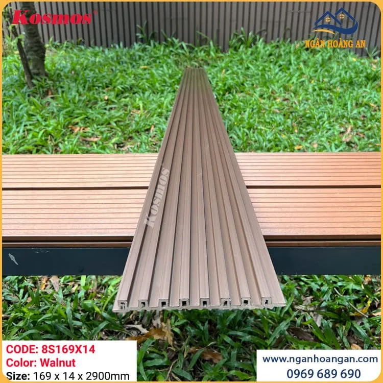 Tấm Lam Sóng Ốp Trần Ngoài Trời Phủ ASA 8S169X14 Walnut Tấm Lam Sóng Ốp Trần Ngoài Trời Phủ ASA 8S169X14 Walnut