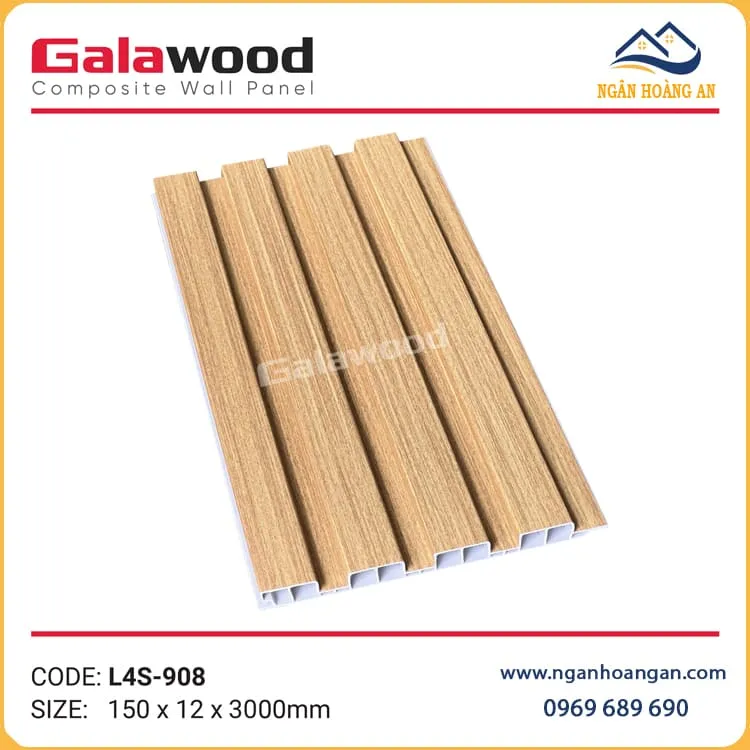 Tấm Nhựa Ốp Tường Trần Lam 4 Sóng Giả Gỗ Galawood L4S-908