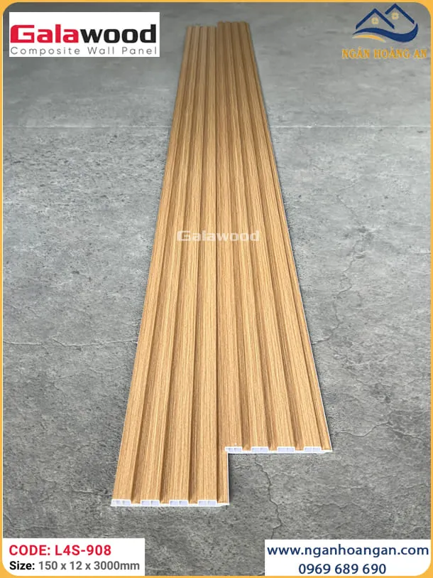 Tấm Nhựa Ốp Tường Trần Lam 4 Sóng Giả Gỗ Galawood L4S-908