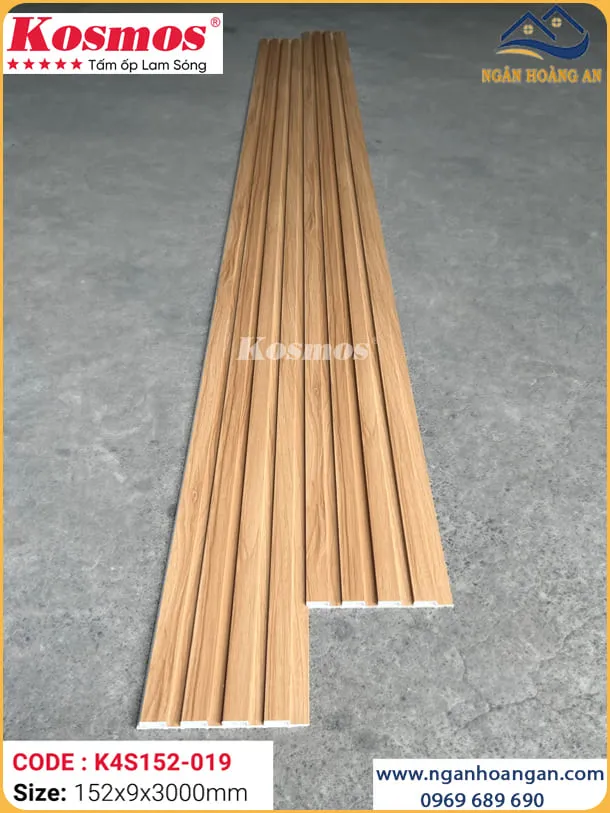 Tấm Nhựa Lam 4 Sóng Giả Gỗ Ốp Trần Kosmos K4S152-019 