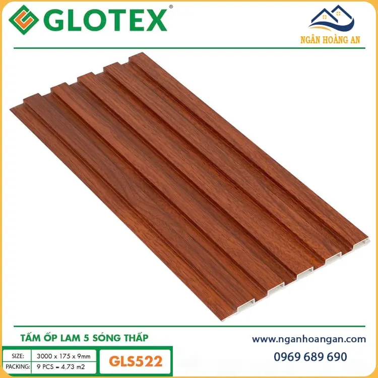 Tấm Nhựa Lam 5 Sóng Giả Gỗ Ốp Trần Tường Glotex GLS522 Tấm Nhựa Lam 5 Sóng Giả Gỗ Ốp Trần Tường Glotex GLS522