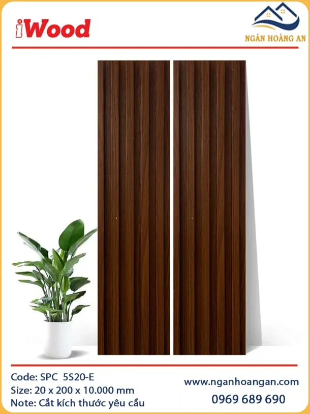 Tấm Nhựa Lam 5 Sóng Giả Gỗ Ốp Tường iWood 5S20-E