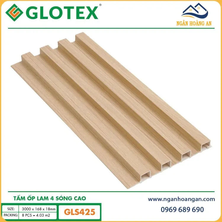 Tấm Nhựa Lam Sóng Cao Giả Gỗ Ốp Trần Glotex GLS425 Tấm Nhựa Lam Sóng Cao Giả Gỗ Ốp Trần Glotex GLS425