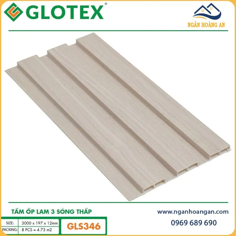 Tấm Nhựa Lam Sóng Giả Gỗ Ốp Tường Glotex GLS346