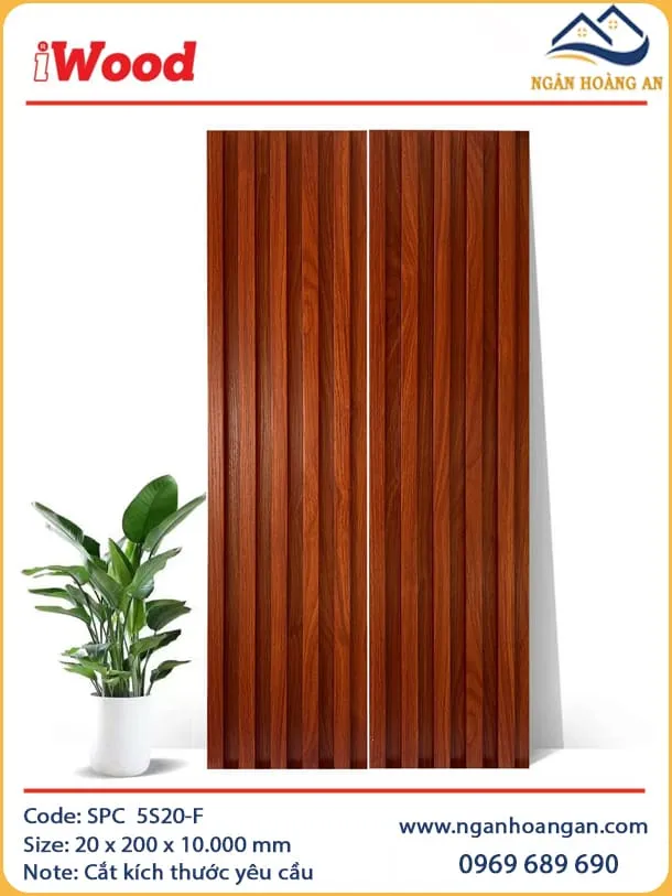 Tấm Nhưa Lam Sóng Ốp Trần Giả Gỗ iWood 5S20-F Tấm Nhưa Lam Sóng Ốp Trần Giả Gỗ iWood 5S20-F
