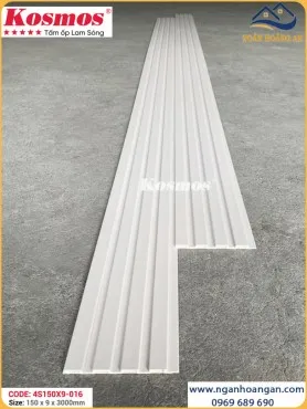 Nhựa Lam Sóng Ốp Tường Trắng Trơn Kosmos 4S150X9-016