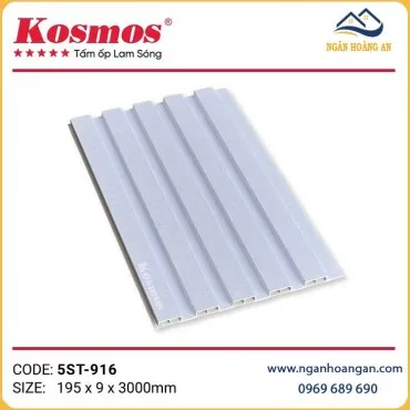 Tấm Nhựa Ốp Trần Lam 5 Sóng Màu Trắng Kosmos 5ST-916