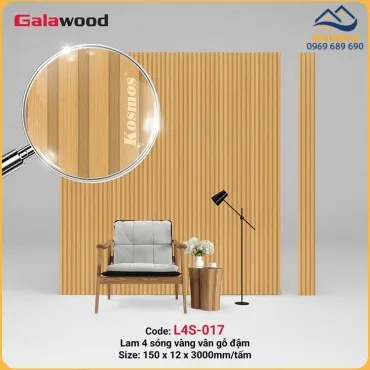 Tấm Nhựa Ốp Trần Lam Sóng Giả Gỗ Galawood L4S-017