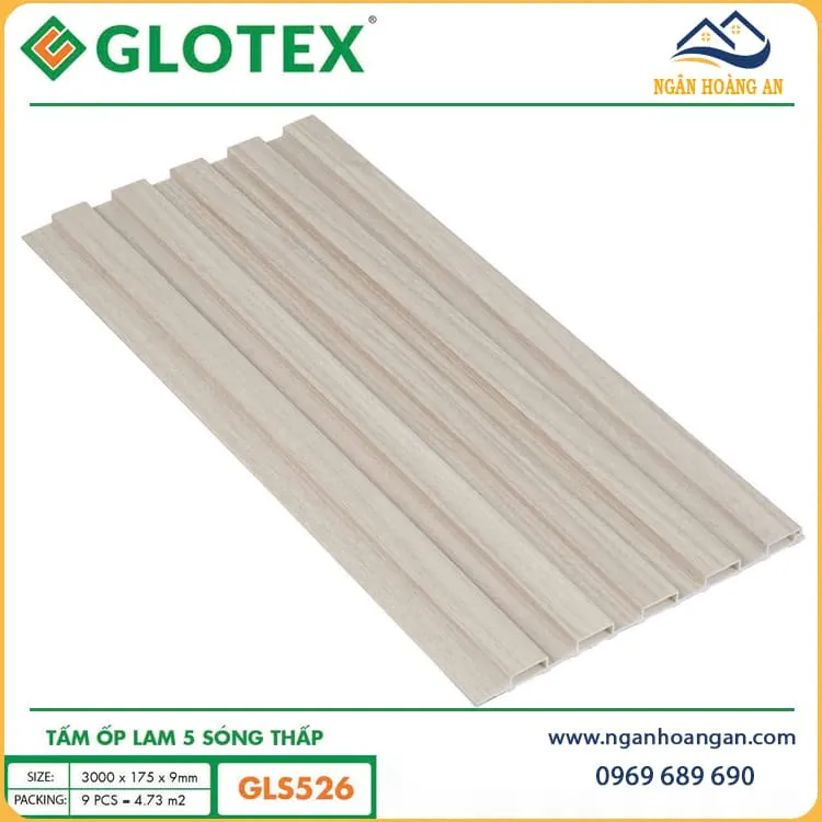 Tấm Nhựa Ốp Trần Lam Sóng Giả Gỗ Glotex GLS526