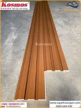 Tấm Nhựa Ốp Trần Lam Sóng Giả Gỗ Kosmos 3S200X15-011
