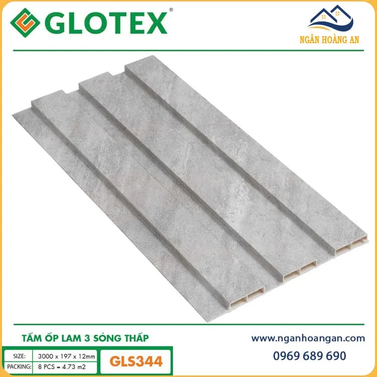 Tấm Nhựa Ốp Tường Lam 3 Sóng Vân Bê Tông GLS-344 Tấm Nhựa Ốp Tường Lam 3 Sóng Vân Bê Tông GLS-344