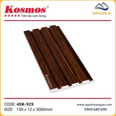 Tấm Nhựa Ốp Tường Lam 4 Sóng Kép Kosmos Giả Vân Gỗ 4SK-929