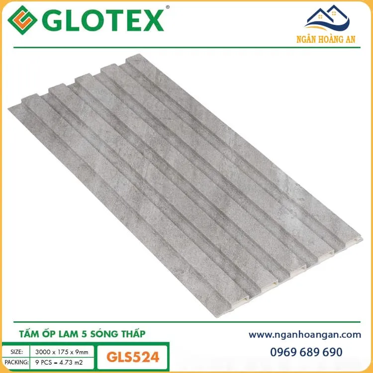 Tấm Nhựa Ốp Tường Lam 5 Sóng Giả Vân Bê Tông Glotex GLS524
