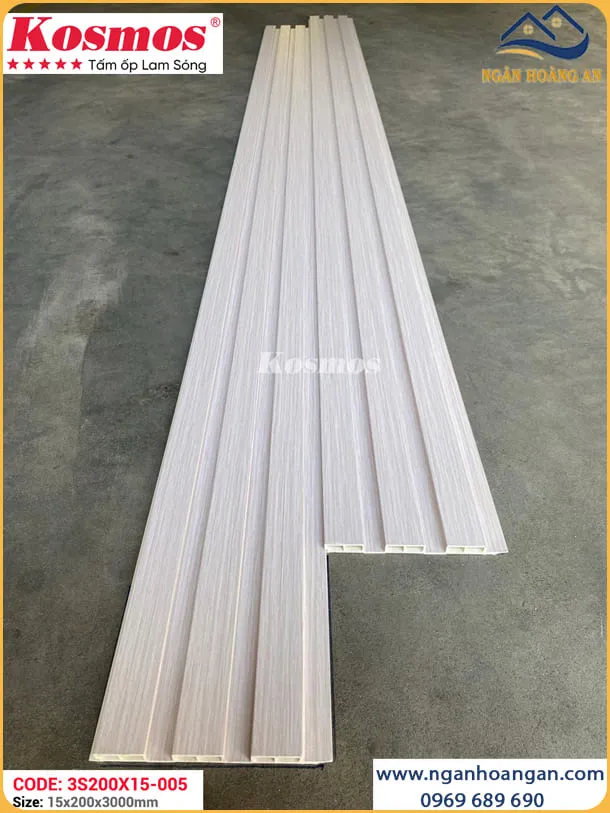 Tấm Nhựa Ốp Tường Lam Sóng Giả Gỗ Kosmos 3S200X15-005