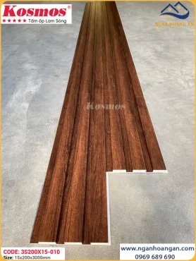 Tấm Nhựa Ốp Tường Lam Sóng Giả Gỗ Kosmos 3S200X15-010