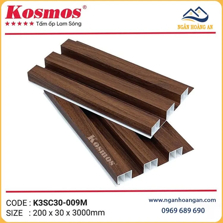 Tấm Nhựa Ốp Tường Lam Sóng Giả Gỗ Kosmos K3SC30-009M