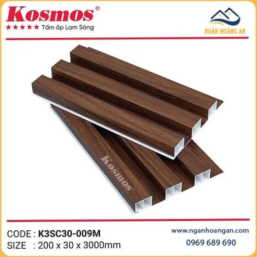 Tấm Nhựa Ốp Tường Lam Sóng Giả Gỗ Kosmos K3SC30-009M