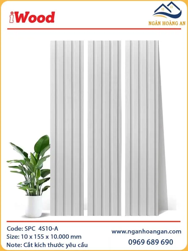 Tấm Nhựa Ốp Tường Lam Sóng iWood Màu Trắng Trơn 4S10-A Tấm Nhựa Ốp Tường Lam Sóng iWood Màu Trắng Trơn 4S10-A