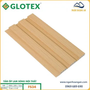 Tấm Nhựa Ốp Tường Lam Sóng Nhựa Giả Gỗ Glotex FS34