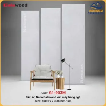 Tấm Nhựa Ốp Tường Nano Vân Mây Trắng Galawood G9-003M