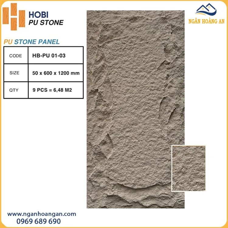 Tấm Nhựa Ốp Tường PU Giả Đá Hobiwood HB-PU01-03