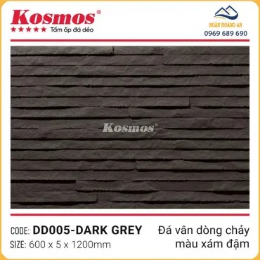 Tấm Ốp Đá Mềm Kosmos 5mm DD005 Vân Dòng Chảy Xám Đậm
