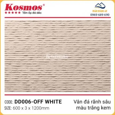 Tấm Ốp Đá Dẻo Kosmos 3mm DD006 Vân Rãnh Sâu Trắng Kem