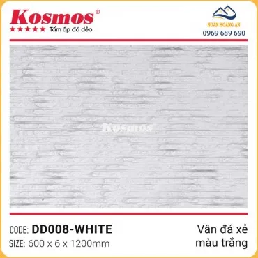 Tấm Ốp Tường Đá Mềm Kosmos 6mm DD008 Vân Đá Xẻ Trắng