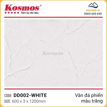 Tấm Ốp Đá Mềm Kosmos 3mm DD002 Vân Đá Phiến Trắng
