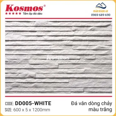 Tấm Ốp Đá Mềm Kosmos 5mm DD005 Vân Dòng Chảy Trắng