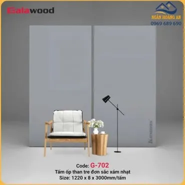 Tấm Ốp Đa Năng Than Tre Galawood Đơn Sắc Xám Nhạt 8mm G-702