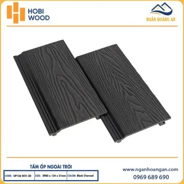 Tấm Ốp Gỗ Nhựa Ngoài Trời Vân Gỗ Hobiwood OP3D 156W21 Black Charcoal