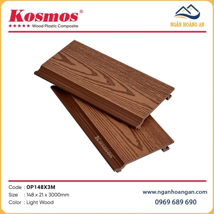 Tấm Ốp Ngoài Trời Vân Gỗ Kosmos OP148X3M Light Wood
