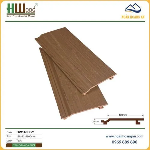 Tấm Ốp Gỗ Nhựa 2 Lớp Phủ Polymer Hwood HW146CE21 Teak